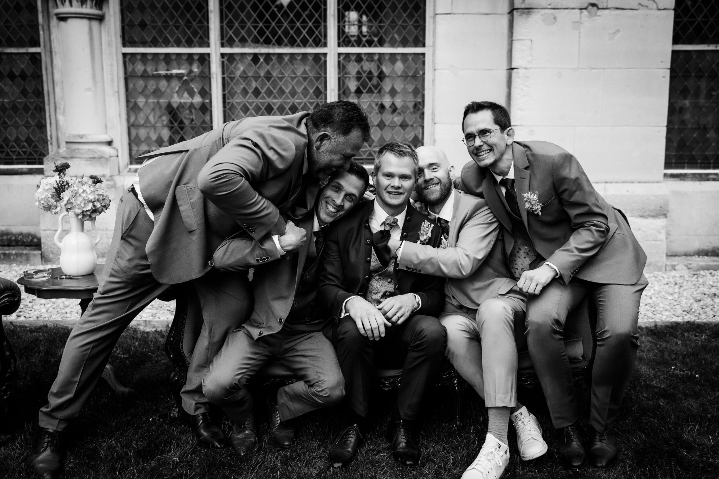 marié et témoins mariage prieuré de binson