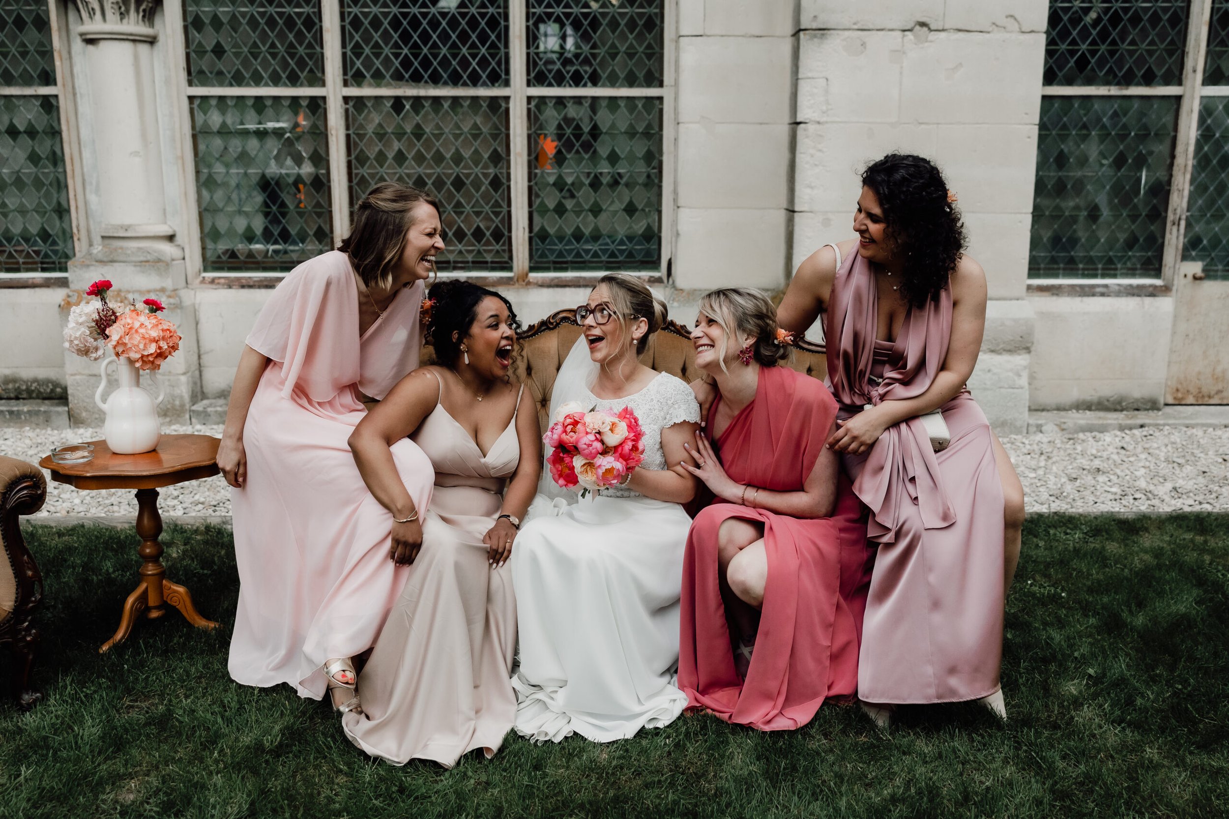 mariée et témoins mariage marne